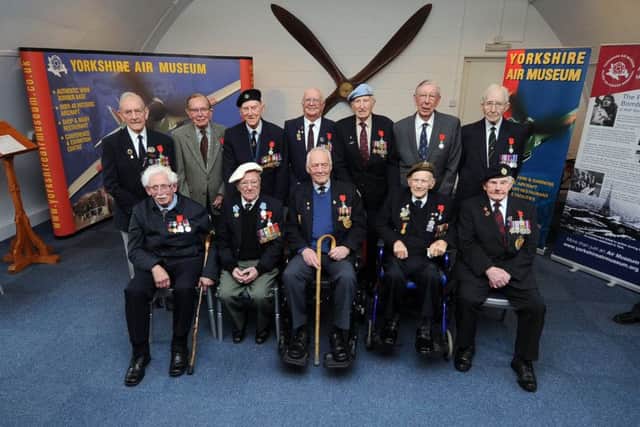 The 12 British war veterans of the D-Day Normandy Landings of June 6 1944 who were awarded the LÃ©gion dHonneur at Yorkshire Air Museum, York. Picture by James Hardisty.