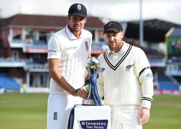 Yorkshire CCC need the revenue that Headingley generates as a result of being a stage for international cricket, such as the second Test between England and New Zealand last year. England captain Alastair Cook is seen with his New Zealand counterpart Brendon McCullum (Picture: Martin Rickett/PA Wire).