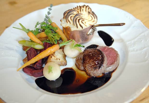 While once used purely for sweets, liquorice is now being used in restauran dishes, like this main course of pan roast loin of venison 
with Pontefract cake sauce.