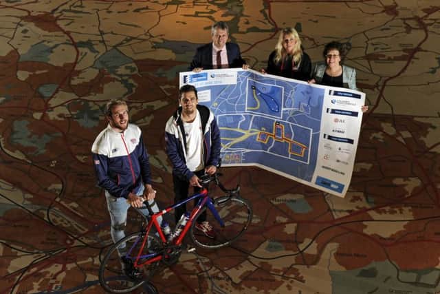 The unveiling of the route of the Leeds round of the ITU World Triathlon Series at Leeds City Museum. Picture by Bruce Rollinson.