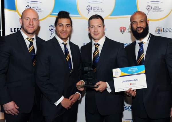 Leeds Rhinos' Carl Ablett, Ashton Golding, Danny McGuire and Jamie Jones-Buchanan with the Professional Team of the Year award.