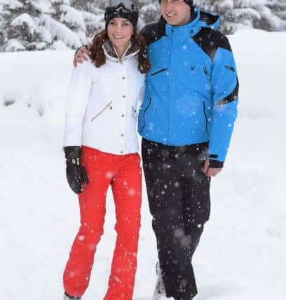The Duke and Duchess of Cambridge walk together during a short private break skiing in the French Alps.