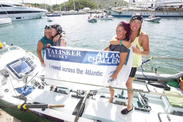 Yorkshire Rows arrive in Antigua to finish the Talisker Whisky Atlantic Challenge and become the oldest female team to have rowed an ocean
 (left to right) Janette Benaddi, Frances Davies, Helen Butters, Frances Doeg.