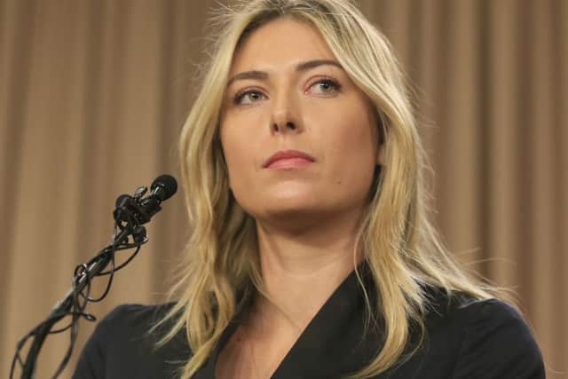 Maria Sharapova speaks during a news conference in Los Angeles on Monday during which she said she had failed a drug test at the Australian Open (Picture: Damian Dovarganes/AP).