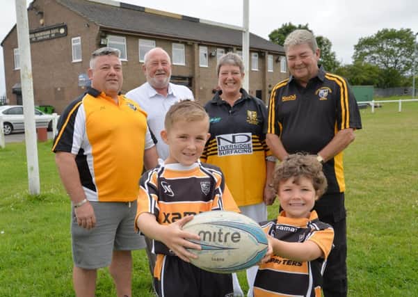David Blong (pictured right) with fellow members of Leeds Corinthians RUFC. Picture by Anna Gowthorpe.