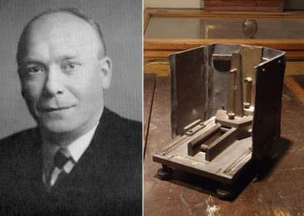 Leeds scientist William Astbury and the camera with which he took the first X-ray images of DNA.