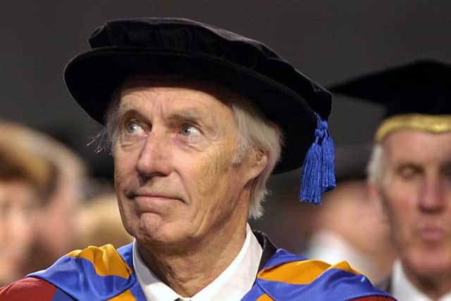 Sir George Martin, the former Beatles producer, receives an honorary degree from Leeds Metropolitan University