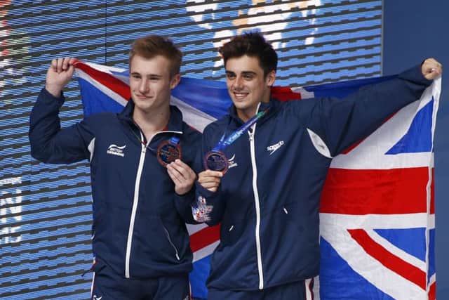 Jack Laugher (left) and Chris Mears with world championship bronze last year.
