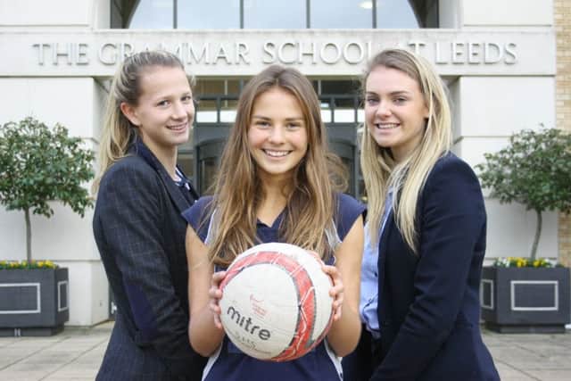 Grammar School at Leeds netballers
(L-R) Rosie Harris, Lexy Shipley and Hannah Gorman