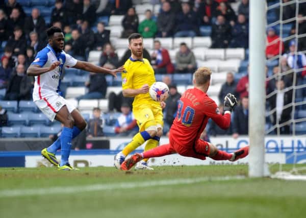 Mirco Antenucci scores the second goal for Leeds United at Blackburn. PIC: Simon Hulme