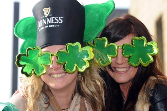 Revellers were enjoying themselves today at the St Patrick's Day celebrations in Leeds. Pic by Simon Hulme
