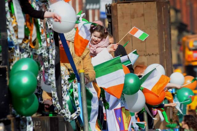 Revellers were enjoying themselves today at the St Patrick's Day celebrations in Leeds. Pic by Simon Hulme
