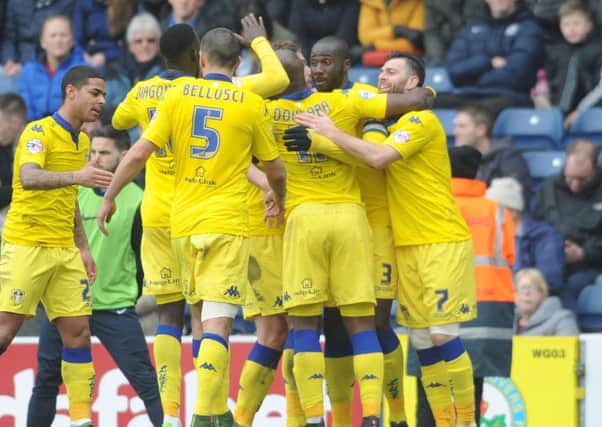 Sol Bamba is congratulated after scoring against Blackburn.