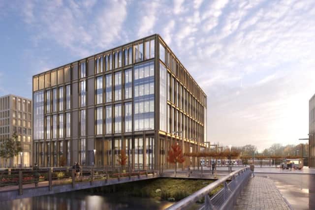 A computer generated impression of the new flagship head office building at Kirkstall Forge