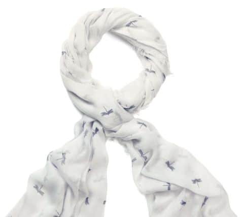 Printed modal scarf in Whisper Dragonfly print, Â£39, with Â£10 going directly to the Christina Noble Children's Foundation.