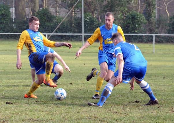 HT Sports v Hope Inn Whites Leeds Combination League Jubilee Premier Division sun 13th march 2016
Adam Barlow of Hope Inn Whites looks to control the ball against HT Sports