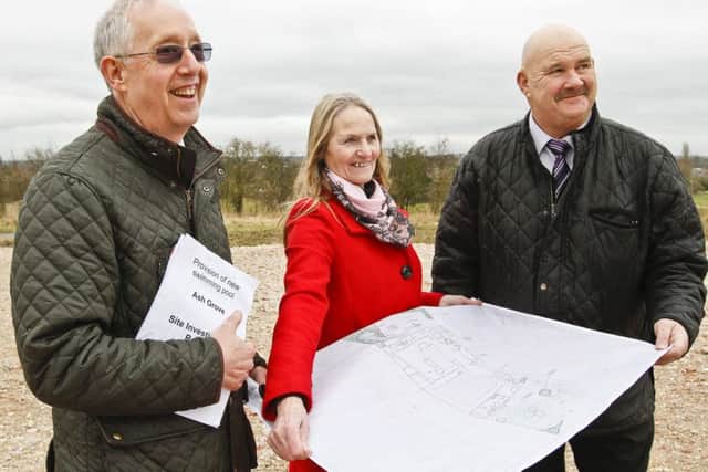 Pictured left to right  Cllr Les Shaw, Cabinet Member for Culture, Leisure and Sport, Pauline Kitching, Parish Councillor for Upton and North ElmsallCllr Martyn Ward, local councillor for Ackworth North Elmsall and Upton at the new Minsthorpe Pool site