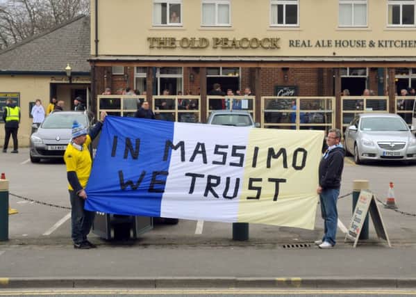 A section of Leeds United fans show support for owner Massimo Cellino. PIC: Tony Johnson