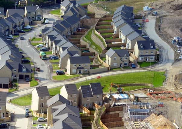 Aerial shot of a new housing estate being built in West Yorkshire.
