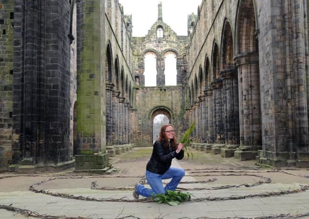 Reverend Jude Smith, pioneer team vicar of the Abbeylands Team, in the new meditative labyrinth at Kirkstall Abbey.22nd March 2016. Picture : Jonathan Gawthorpe
