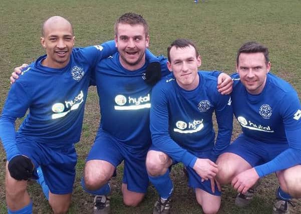 Morley Town goalscorers Aiden Philip (3), Chris Pearson, Jovan Kioseff and Kevin Mackay in a 6-1 win at Leeds Independent.