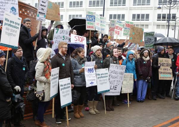 Junior doctors protesting outside Leeds General Infirmary earlier this month.