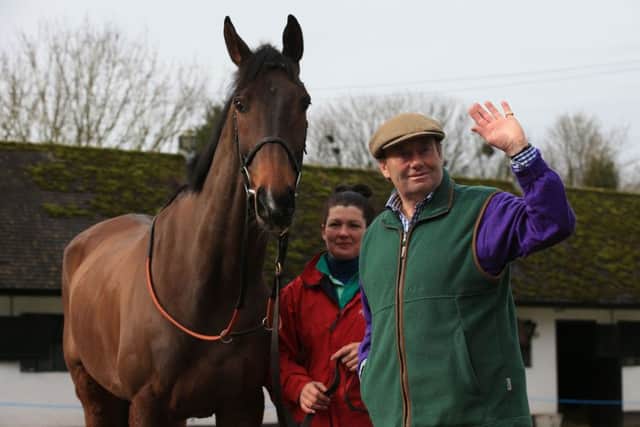 Trainer Nicky Henderson with My Tent Or Yours.