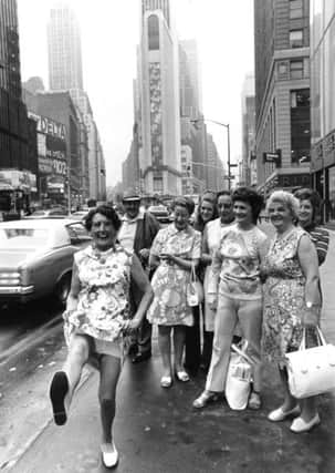 New York, September 1972

Women's Circle visit to the U. S. A.

Giving her regards to Broadway - Mrs. Marian Tallant, of Cross Flatts Parade, Beeston, Leeds.