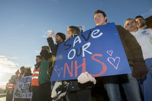 Junior doctors strike outside of Pinderfields Hospital in Wakefield. Picture by Allan McKenzie/YWNG.