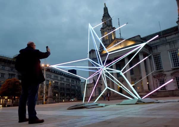 A giant light installation inspired by the North Star has arrived in Leeds.