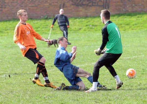 Leeds Combination League Division Two action from Millshaw Park Rangers v Bramley Town. PIC: Steve Riding