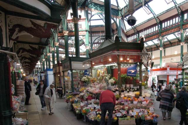 The indoor part of Kirkgate Market, Leeds. April 2010.