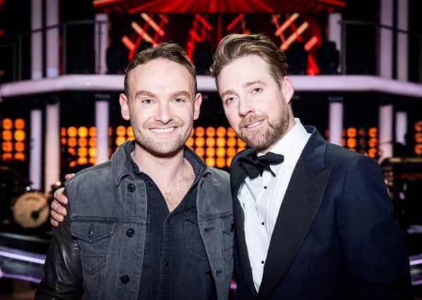 Kevin Simm with mentor Ricky Wilson. Credit: Guy Levy/BBC/PA Wire