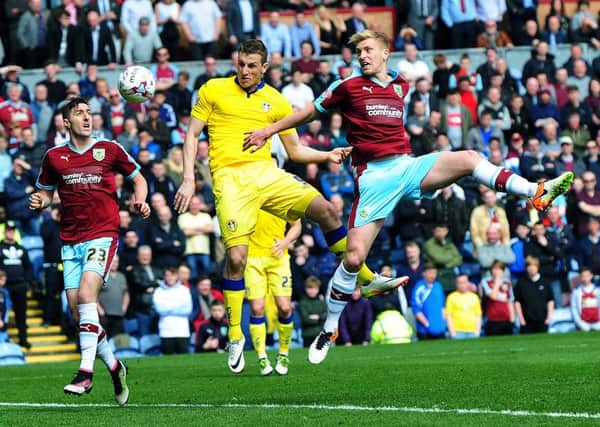 BIG MISS: Leeds United's Chris Wood puts a glorious headed opportunity wide. Picture by Jonathan Gawthorpe.