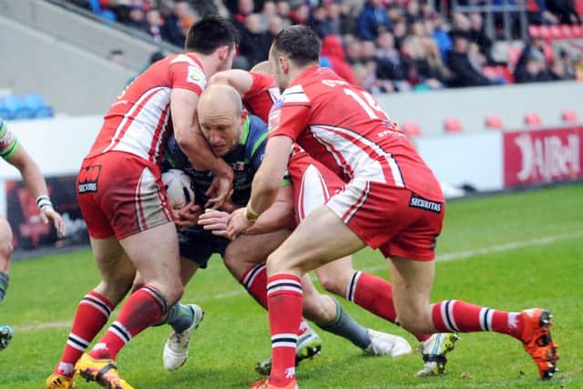 No way through for Carl Ablett. PIC: Steve Riding