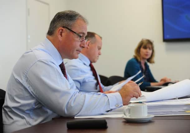Date:  9th September 2015. Picture James Hardisty, (JH1010/18f) Judging of the Yorkshire Post Excellence in Business Awards. Pictured Jonathan Procter, DLA Piper, Darren Owers, Yorkshire Bank, and Nicola Furbisher, Managing Editor, of Yorkshire Post Newspapers.