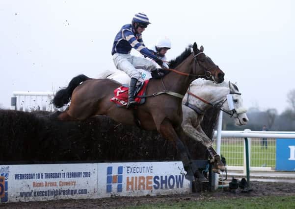 Midnight Prayer, ridden by Tom Bellamy, at the last in the Betfred Classic Chase in January.