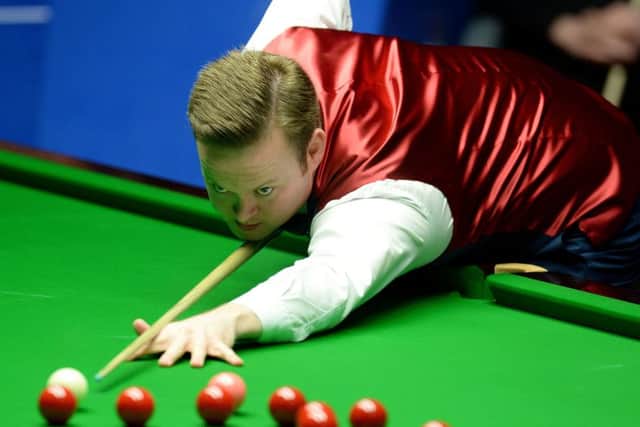 Shaun Murphy at the table in his  final defeat to Stuart Bingham last year at The Crucible: Anna Gowthorpe/PA
