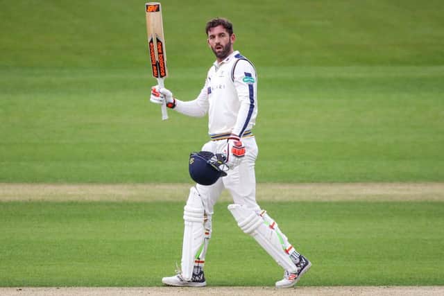 Yorkshire's Liam Plunkett celebrates his half century. Picture by Alex Whitehead/SWpix.com
