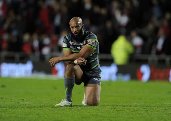 Jamie Jones-Buchanan at full-time after the defeat to St Helens at Langtree Park. Picture: Bruce Rollinson.