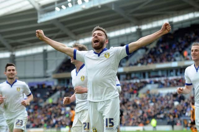 MAIN MAN: Leeds United's Stuart Dallas celebrates his late, equalising goal against Hull City. Picture: Simon Hulme