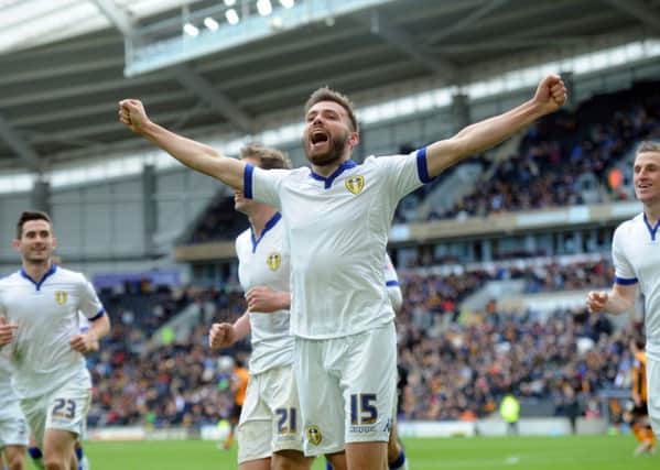 MAIN MAN: Leeds United's Stuart Dallas celebrates his late, equalising goal against Hull City. Picture: Simon Hulme
