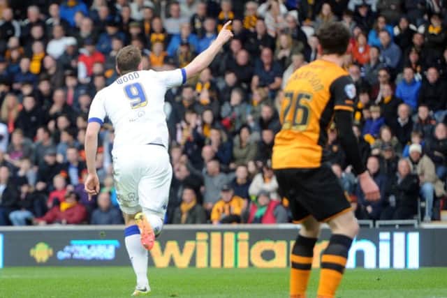Chris Wood celebrates his goal at Hull City.