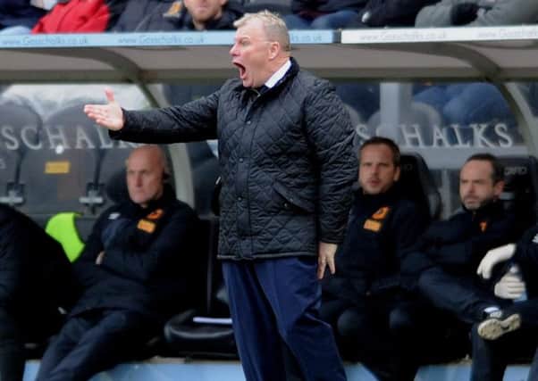 Leeds coach Steve Evans at Hull on Saturday. Picture by Simon Hulme