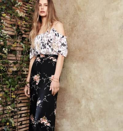 Floaty cold shoulder cami top, Â£28; wide-legs trousers, from a selection, both at Miss Selfridge.