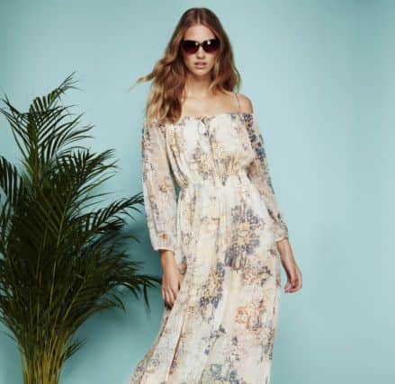 Cold shoulder floral maxi, Â£40; sunglasses, Â£7; sandals, Â£25. All at BHS.
