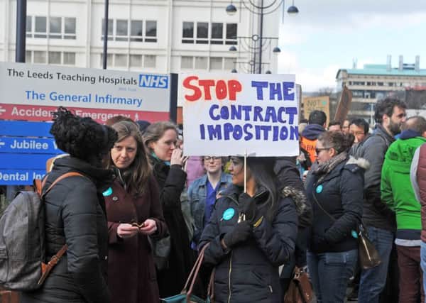 Junior doctors on the picket line outside Leeds General Infirmary. Picture by Tony Johnson.