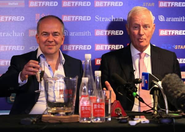 World Snooker chief Barry Hearn announces his 10 year deal with Eurosport alongside Eurosport CEO Peter Hutton.
