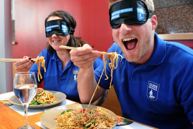 A 'dining in the dark' experience is being held at Wagamama in Leeds. Pictures: Jonathan Gawthorpe.