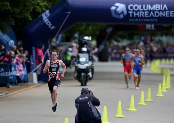 Alistair Brownlee races to the line. Picture by Jan Kruger.
